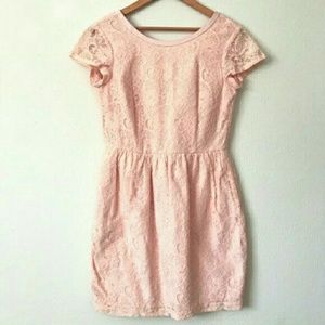S 4 H&M blush pink cotton lace short sleeve dress
